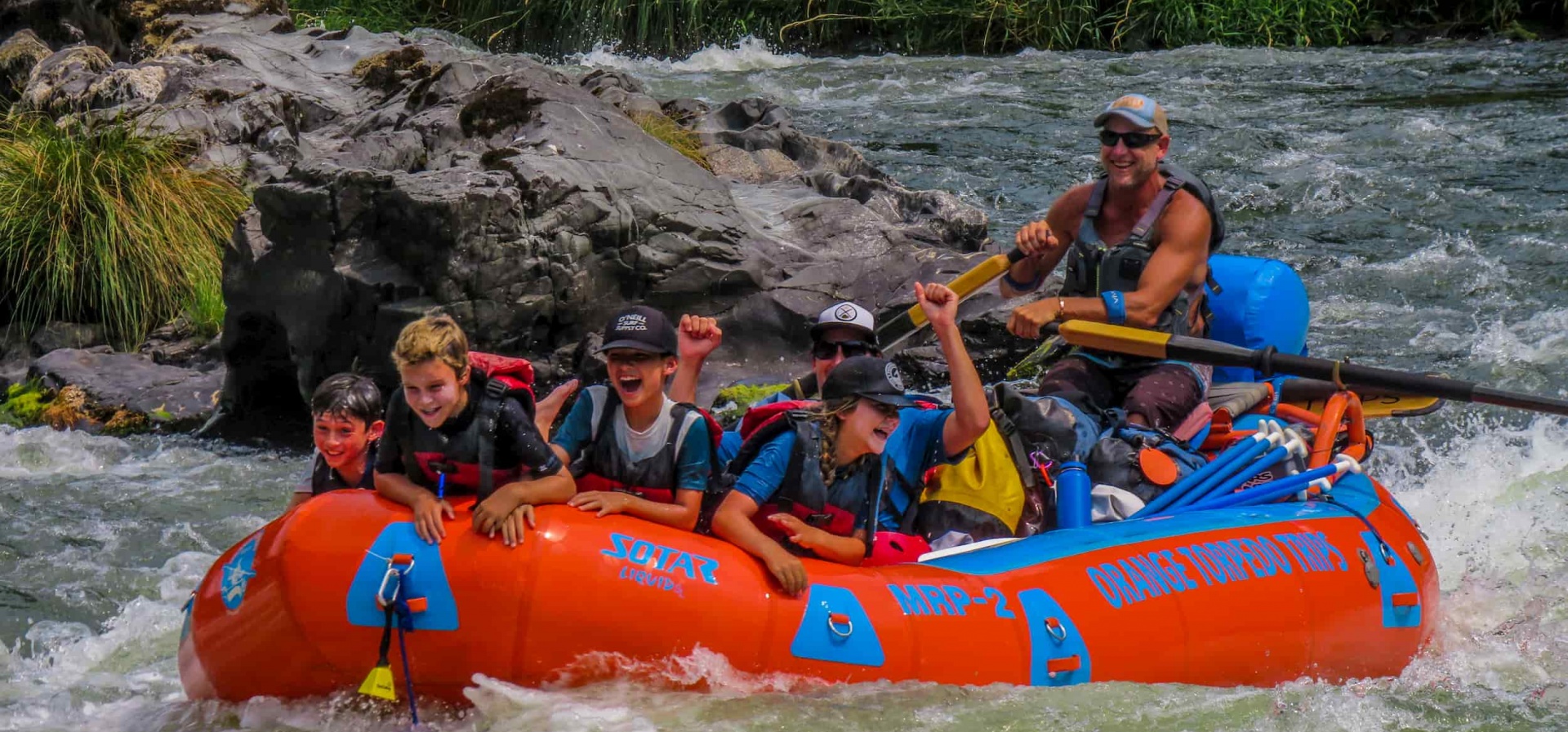 Kids rafting on the rogue river