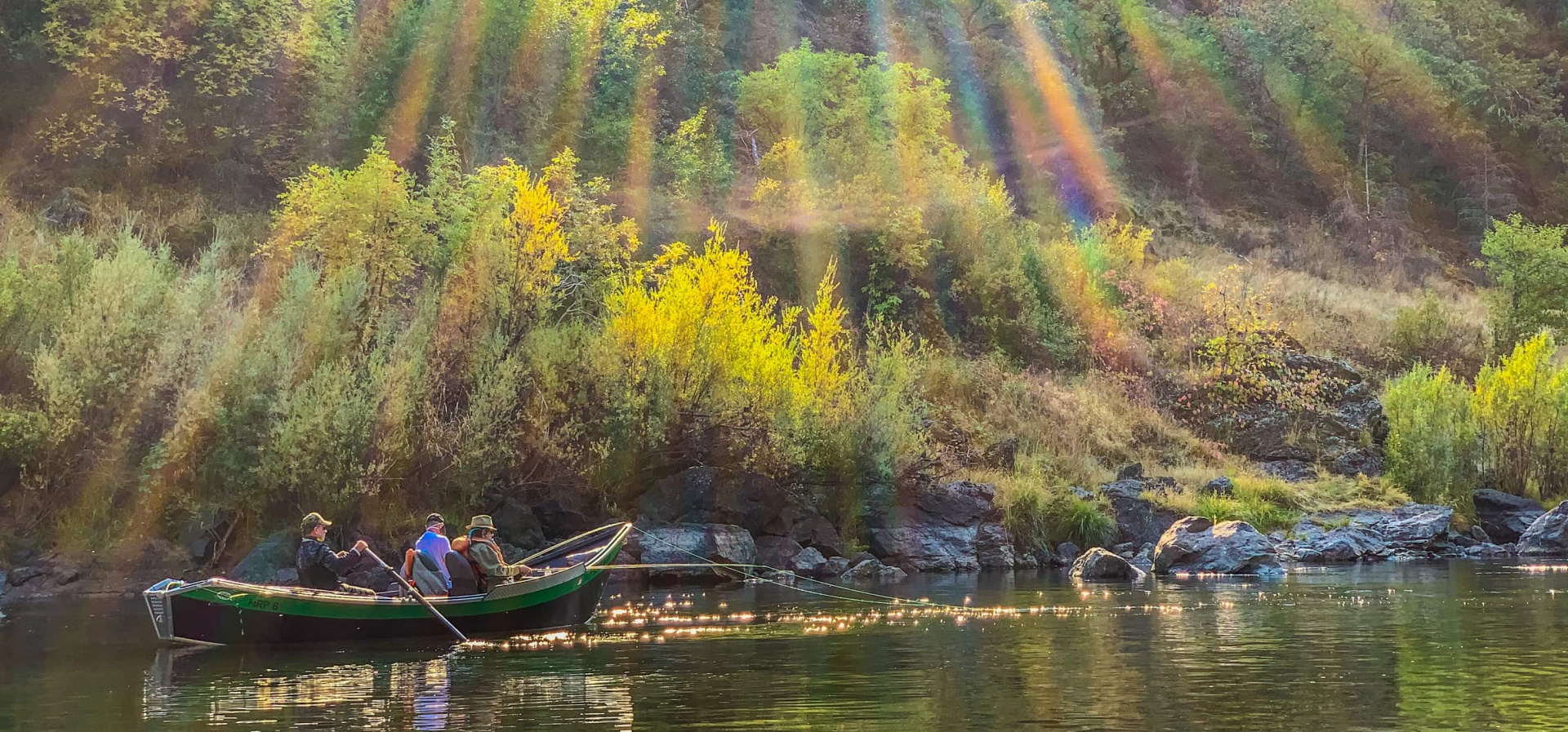 Fishing on the Rogue River in a drift boat